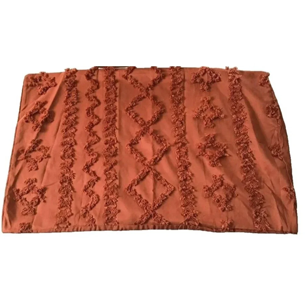 Oeko Tex Standard 100 Tufted Full Queen Duvet Cover Bed Rust Chenille Diamond 3